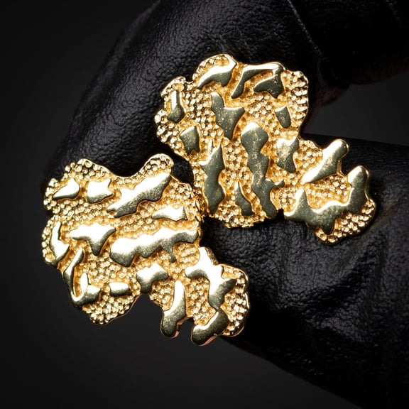 Men's Large 14k Yellow Gold Plated 925 Sterling Silver Screw Back Post Retro 90's Hip Hop Textured Solid Gold Big Nugget Stud Earrings