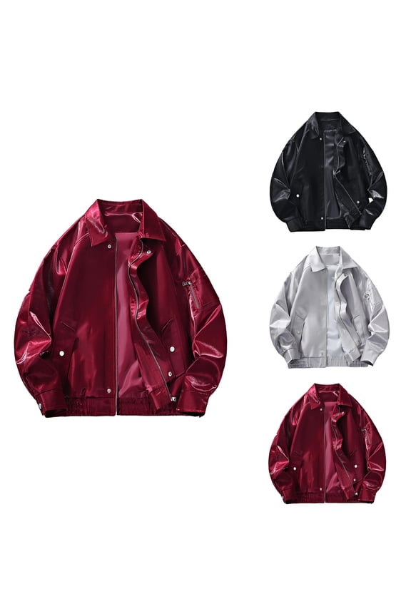 Men's Hop Streetwear Windbreaker Jacket, Lightweight Casual Outerwear Bomber Coat with Ribbons, Fall Winter Fashion Big and Tall Flying Jacket