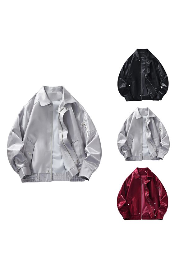 Men's Hop Streetwear Windbreaker Jacket, Lightweight Casual Outerwear Bomber Coat with Ribbons, Fall Winter Fashion Big and Tall Flying Jacket
