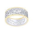 thumbnail image 1 of AFFY Men's Hip Hop Two Tone Trinity Wedding Band Ring In 14k Solid White Gold Ring Size-4.5, 1 of 1