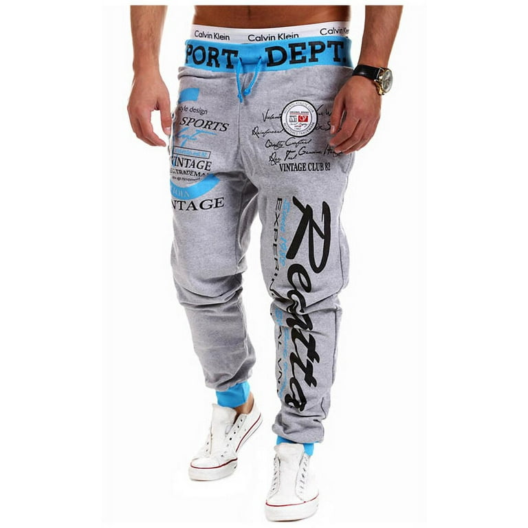 Men's Hip hop Loose Sweat pants Graffiti Sports Jogger Long Pants Trousers