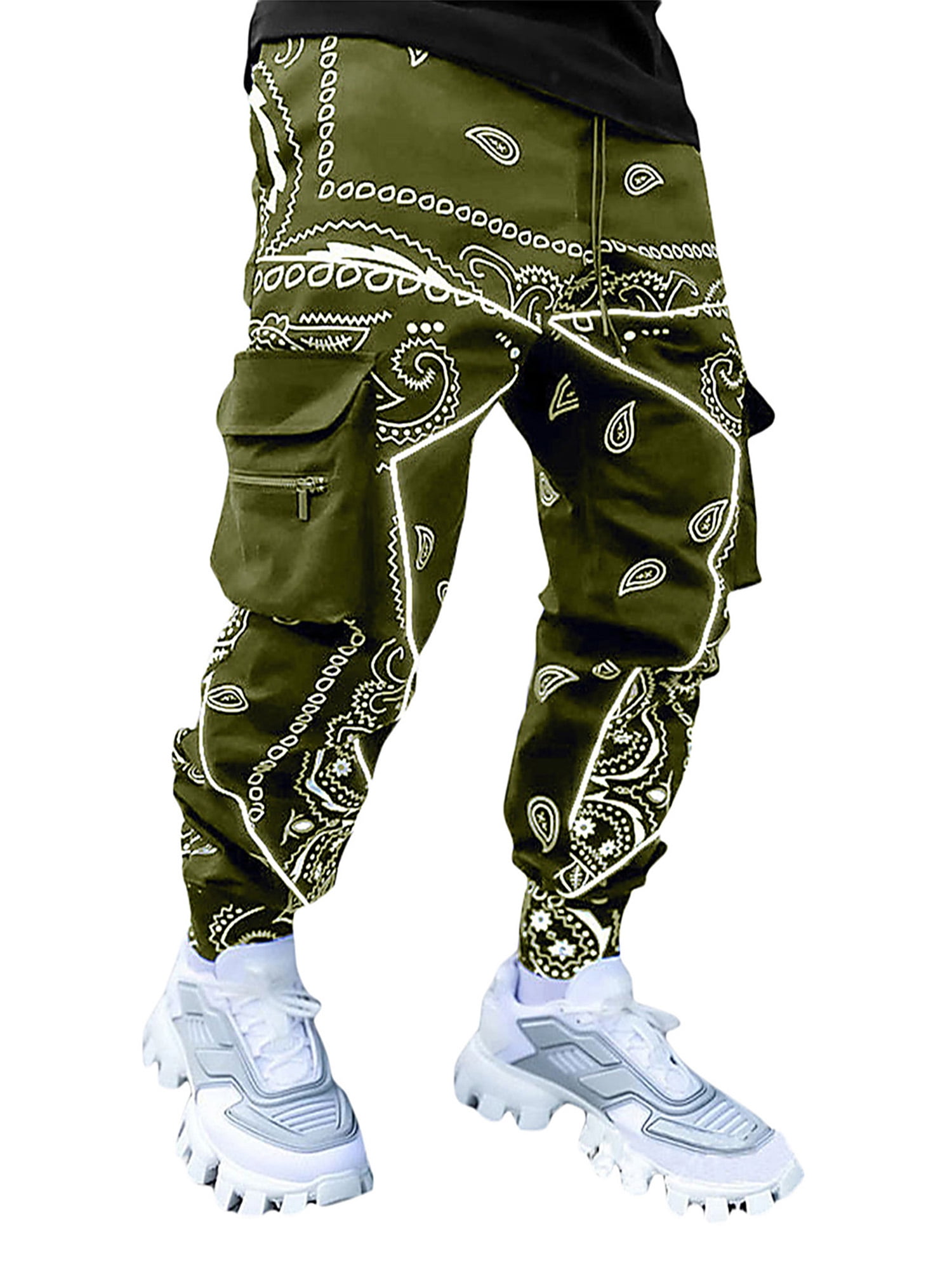 Men's Hippie Boho Baggy Trousers Paisley Printed Loose Sweatpants Hip Hop  Harem Ankle Banded Pants for Men Streetwear 