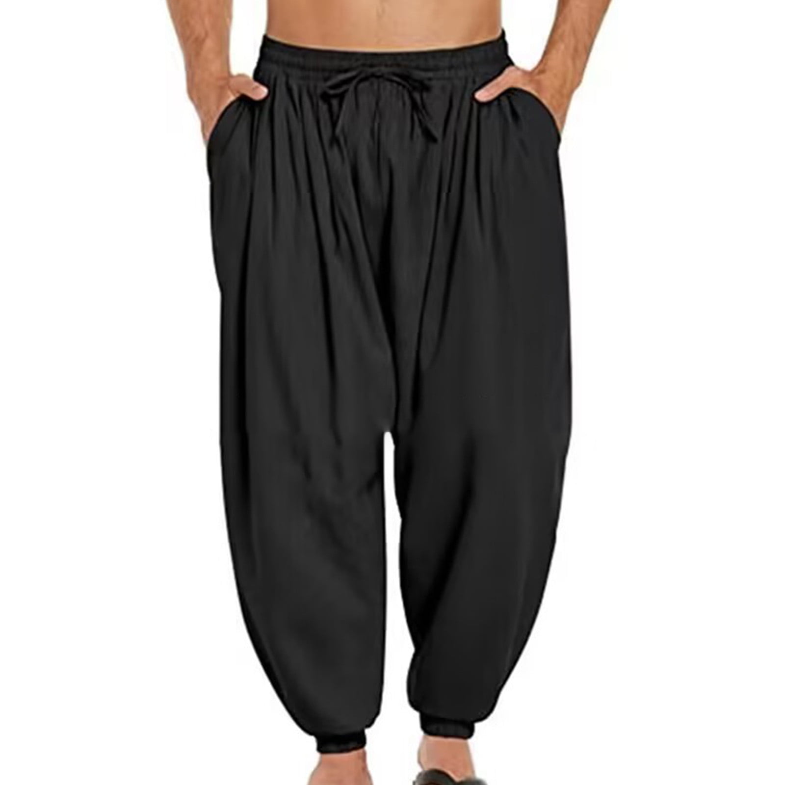 Men's Harem Pants | Hippie Boho Baggy Lounge Pants | Drop Crotch Yoga Trousers | Loose Hip Hop Casual Joggers