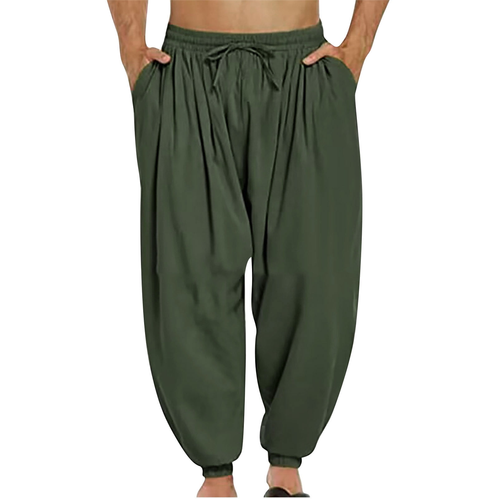 Men's Baggy Boho Harem Pants - Hippie Aladdin Style, One Size Fits All, 100% Cotton, Handmade