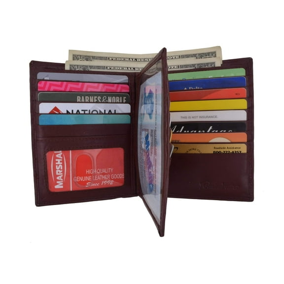 Men's Hipster Bifold Genuine Leather Multi-Card ID Holder European Wallet