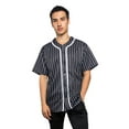 thumbnail image 1 of Men's Hipster Hip Hop Button Down Pin Striped Baseball Jersey Short Sleeve Shirt BJ44 - Black - 3X-Large, 1 of 5