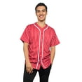 thumbnail image 1 of Men's Hipster Hip Hop Button Down Pin Striped Baseball Jersey Short Sleeve Shirt BJ44 - Red - Medium, 1 of 5