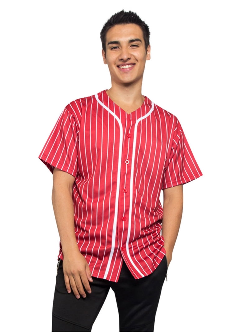 dress up baseball jersey Men's Hipster Hip Hop Button Down Pin Striped Short Sleeve Shirt BJ44 - Red linen maternity dress