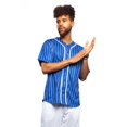 thumbnail image 1 of Men's Hipster Hip Hop Button Down Pin Striped Baseball Jersey Short Sleeve Shirt BJ44 - Royal Blue - Small, 1 of 5