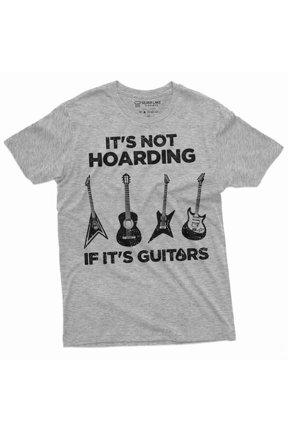 Men's Hoarding Guitars Funny T-shirt guitar player mens funny gifts music musician gift tee shirt (Large Grey)