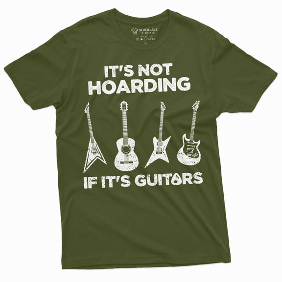 Men's Hoarding Guitars Funny T-shirt guitar player mens funny gifts music musician gift tee shirt (Medium Military Green)