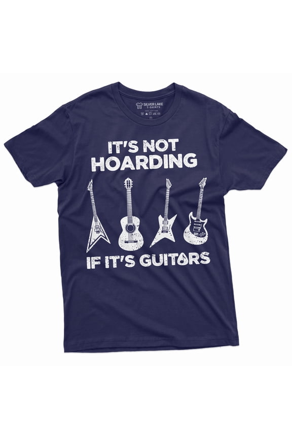 Men's Hoarding Guitars Funny T-shirt guitar player mens funny gifts music musician gift tee shirt (Medium Navy Blue)