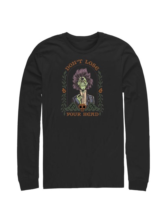 Men's Hocus Pocus 2 Billy Zombie Lose Your Head Long Sleeve Shirt Black Small