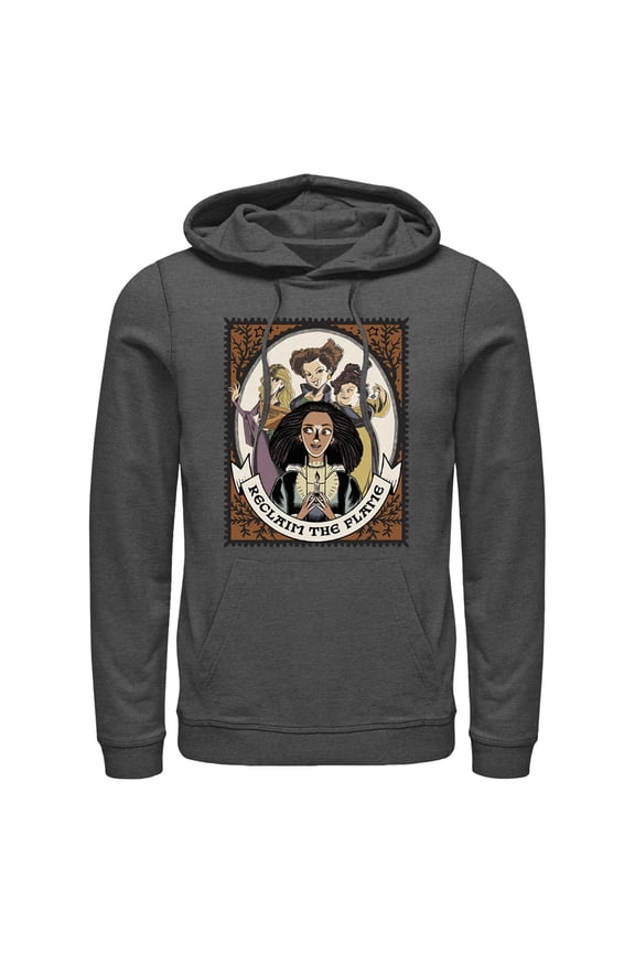 Men's Hocus Pocus 2 Reclaim the Flame Stamp Pull Over Hoodie Charcoal Heather Medium