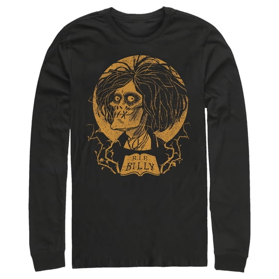 Men's Hocus Pocus Billy Zombie Portrait Long Sleeve Shirt Black Large