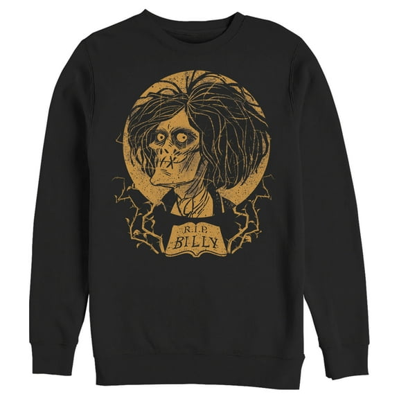Men's Hocus Pocus Billy Zombie Portrait Sweatshirt Black 2X Large