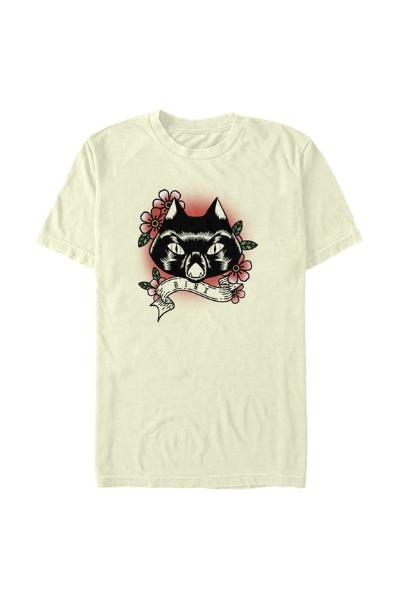 Men's Hocus Pocus Binx Flower Tattoo Graphic Tee Beige 2X Large