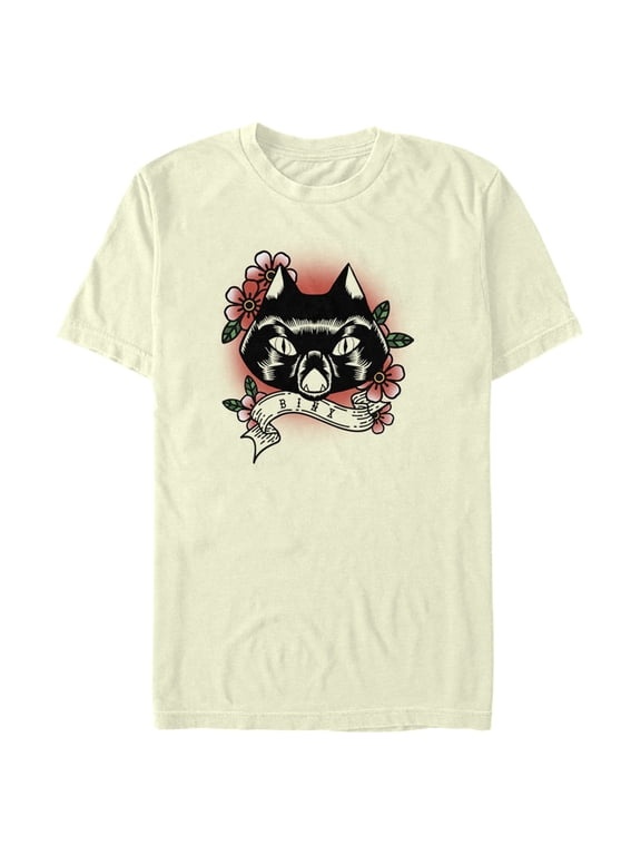 Men's Hocus Pocus Binx Flower Tattoo Graphic Tee Beige Medium