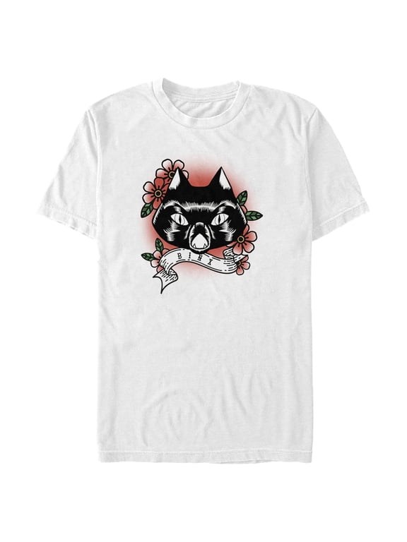 Men's Hocus Pocus Binx Flower Tattoo Graphic Tee White 2X Large