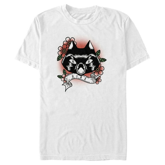 Men's Hocus Pocus Binx Flower Tattoo  Graphic Tee White 3X Large