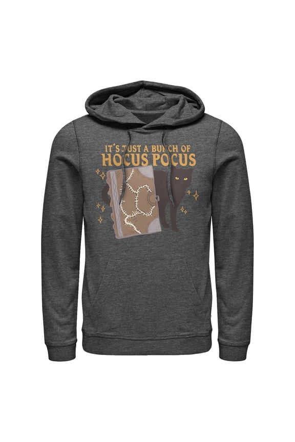 Men's Hocus Pocus Binx Spellbook Pull Over Hoodie Charcoal Heather Small