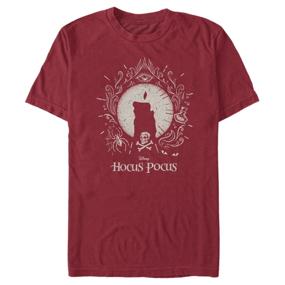 Men's Hocus Pocus Black Flame Candle Graphic Tee Cardinal Medium