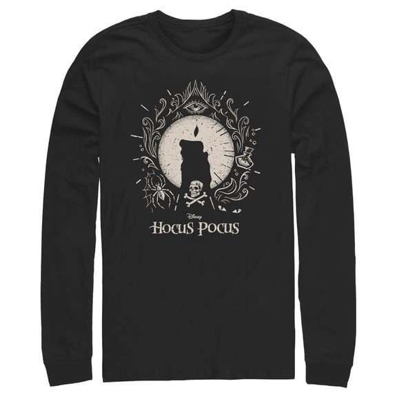 Men's Hocus Pocus Black Flame Candle Long Sleeve Shirt Black Small