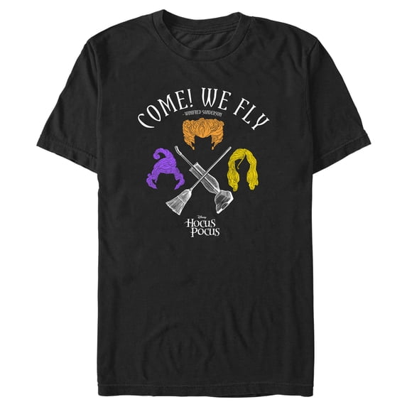 Men's Hocus Pocus Come We Fly Graphic Tee Black Medium