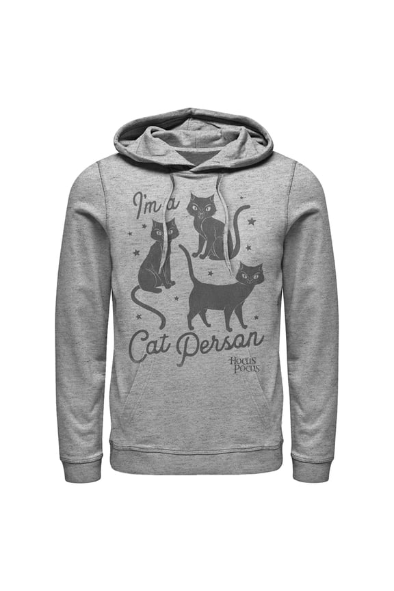 Men's Hocus Pocus I'm a Cat Person  Pull Over Hoodie Athletic Heather Large