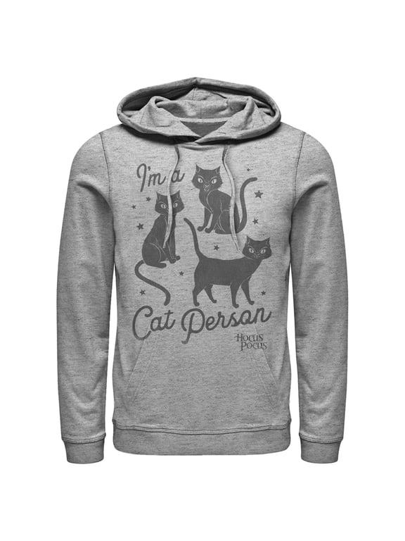 Men's Hocus Pocus I'm a Cat Person Pull Over Hoodie Athletic Heather X Large