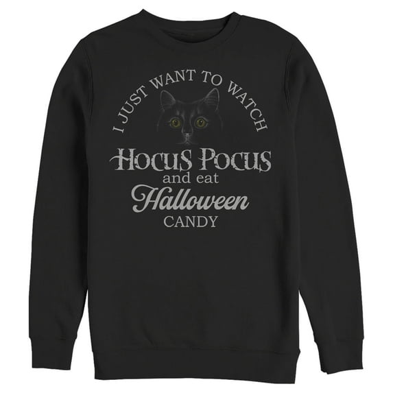 Men's Hocus Pocus Just Want to Eat Halloween Candy Sweatshirt Black Large