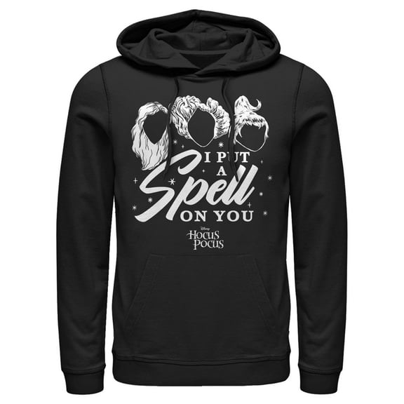 Men's Hocus Pocus Put Spell on You Silhouette Pull Over Hoodie Black Medium