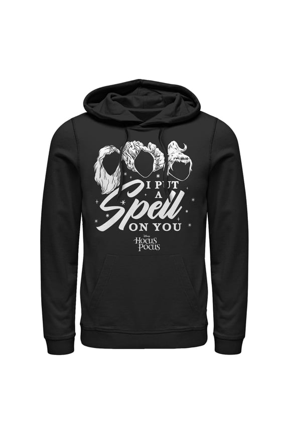 Men's Hocus Pocus Put Spell on You Silhouette Pull Over Hoodie Black Medium