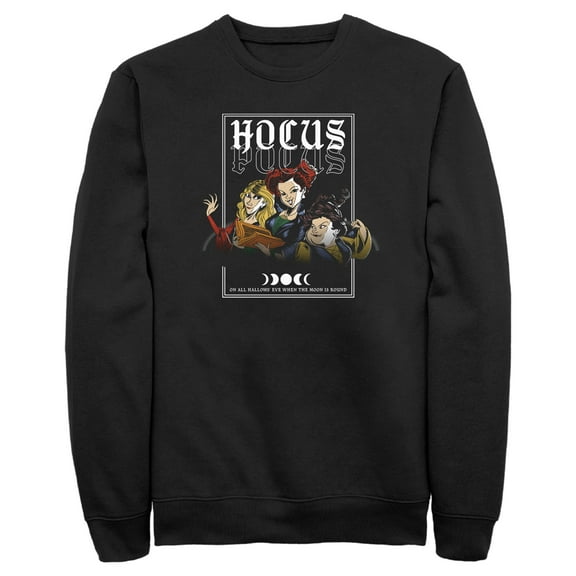 Men's Hocus Pocus Round Moon  Sweatshirt Black 3X Large