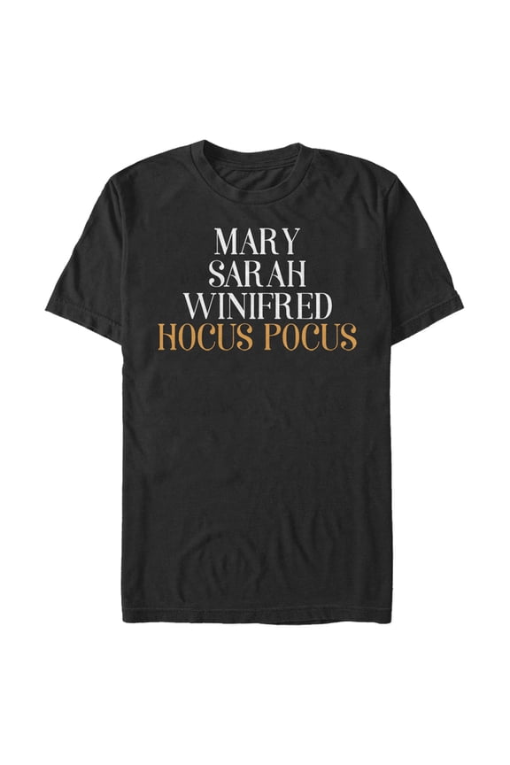 Men's Hocus Pocus Sanderson Sister Names Graphic Tee Black Large