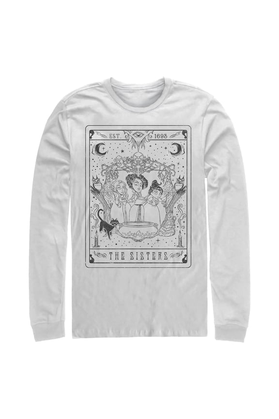 Men's Hocus Pocus Sanderson Sister Tarot Card  Long Sleeve Shirt White 2X Large