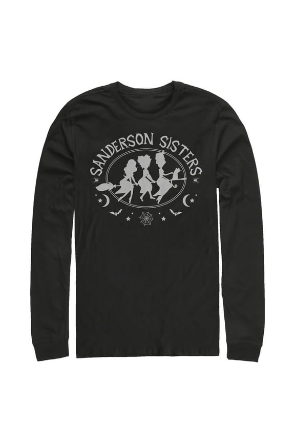 Men's Hocus Pocus Sanderson Sisters Witch Broom  Long Sleeve Shirt Black Medium