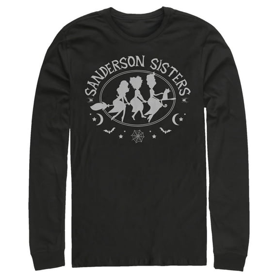 Men's Hocus Pocus Sanderson Sisters Witch Broom Long Sleeve Shirt Black Small