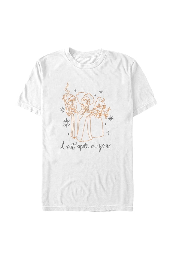 Men's Hocus Pocus Spell on You Outline Graphic Tee White Large