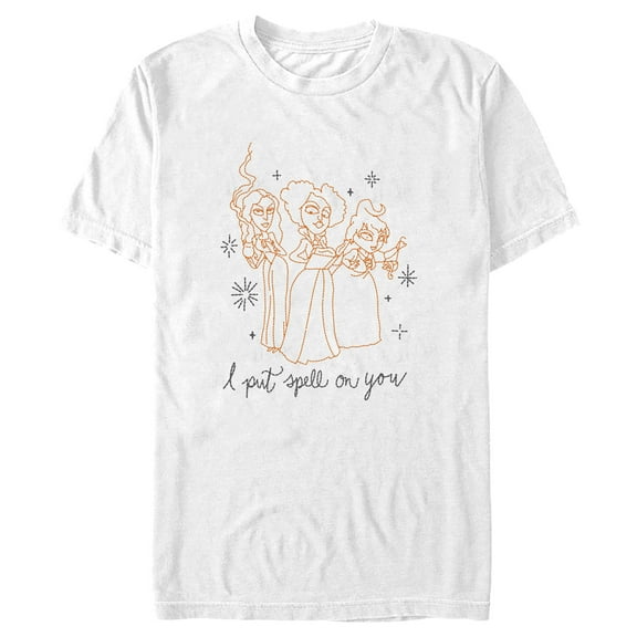 Men's Hocus Pocus Spell on You Outline  Graphic Tee White Medium