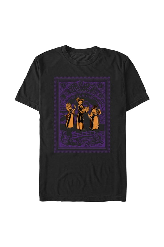 Men's Hocus Pocus Vintage Witches Print Graphic Tee Black Medium