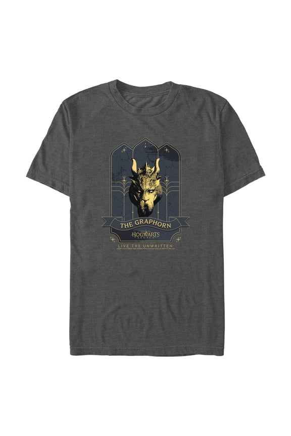 Men's Hogwarts Legacy The Graphorn Logo Graphic Tee Charcoal Heather Large