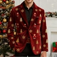 thumbnail image 1 of Men's Holiday Party Blazer Corduroy Jacket 3 Button Slim Fit Christmas Tree Print Holiday Party Ugly Suit Jacket Hot Pink XL, 1 of 7
