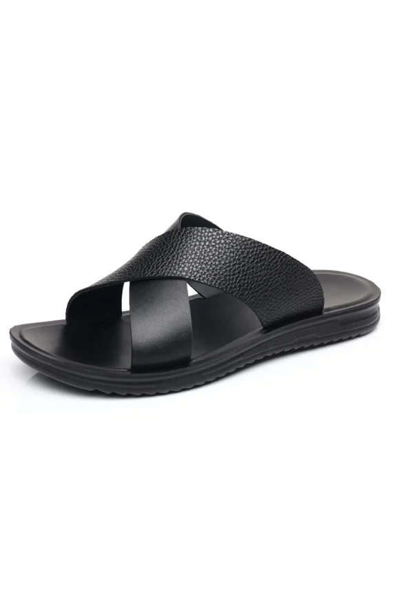 Men's Hollow Flat Flip Flops Sandals Casual Open Toe Comfort Arch Support Soft Bottom Slip On Orthotic Slides Summer Lightweight Anti-Slip Walking Beach Sandals