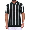 thumbnail image 1 of Men's Hollow Knit Polo Shirt V Neck Short Sleeve Golf Polo Shirts S Black, 1 of 6