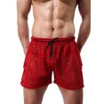 thumbnail image 1 of Men's Hollow See Through Shorts Drawstring Loose Lounge Pants Swim Shorts Cover Up Boxer Trunks, 1 of 5