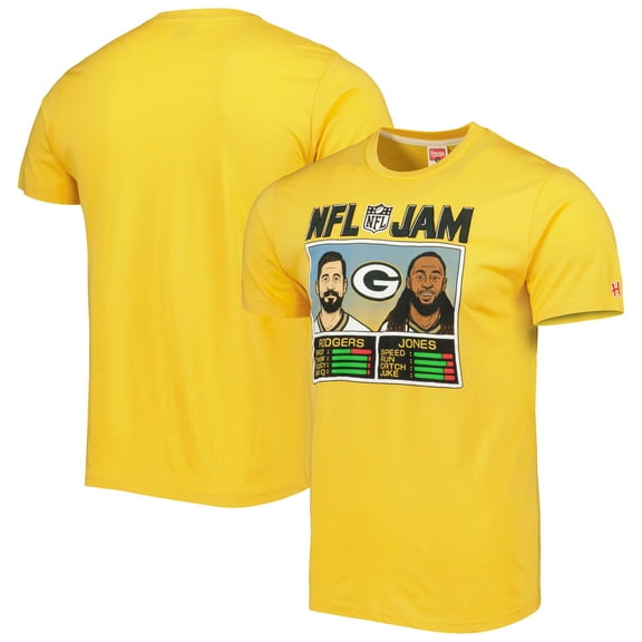 Unisex Homage Aaron Rodgers & Aaron Jones Heather Gold Green Bay Packers NFL Jam Tri-Blend T-Shirt