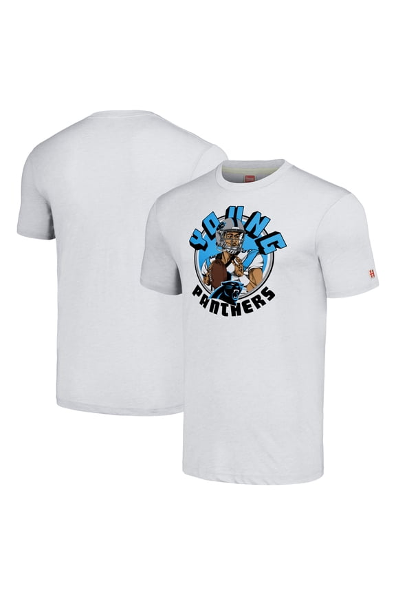 Unisex Homage Bryce Young Ash Carolina Panthers Caricature Player Tri-Blend T-Shirt