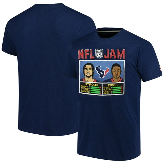 Unisex Homage C.J. Stroud & Stefon Diggs Navy Houston Texans NFL Jam Tri-Blend T-Shirt