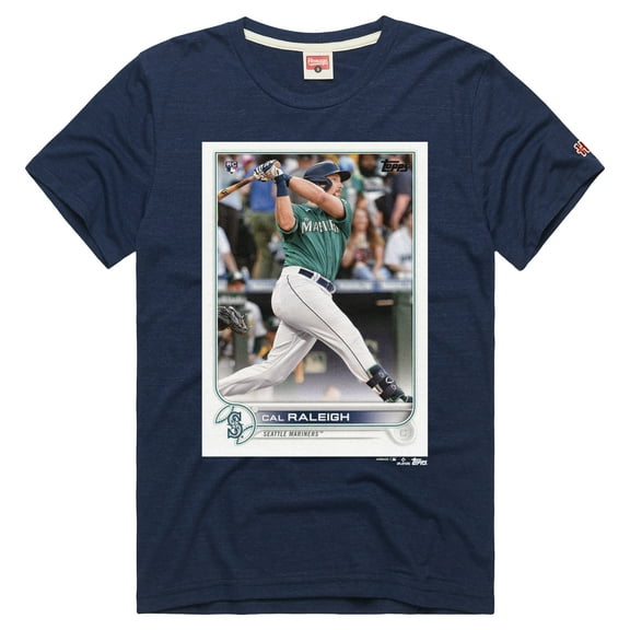 Men's Homage Cal Raleigh Navy Seattle Mariners Topps Baseball Card Player Tri-Blend T-Shirt